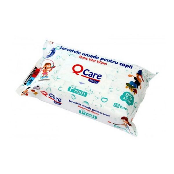 Servetele Umede Copii Fresh 56 Bucati - QCARE