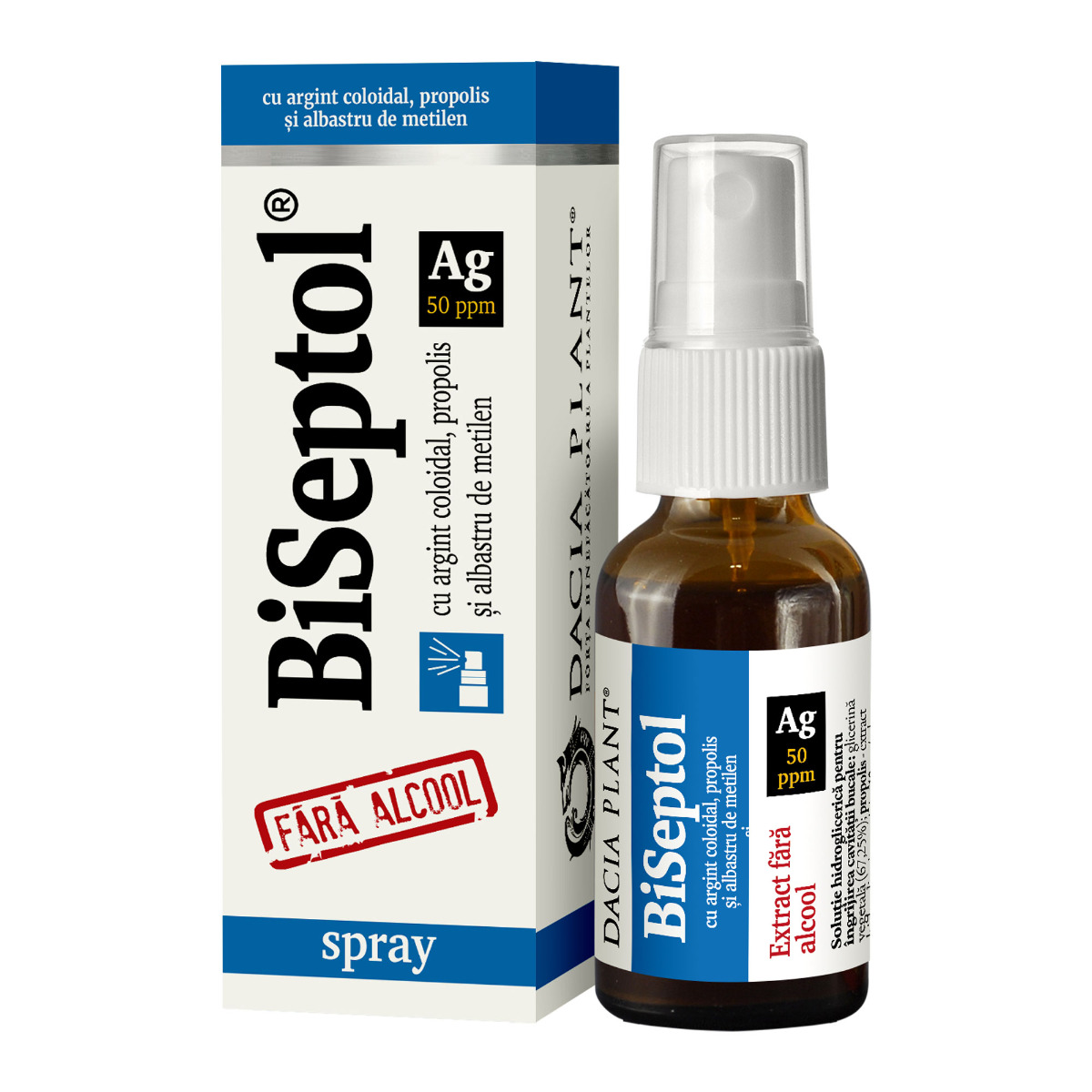 Biseptol cu argint coloidal fara alcool spray, 20 ml - Dacia Plant