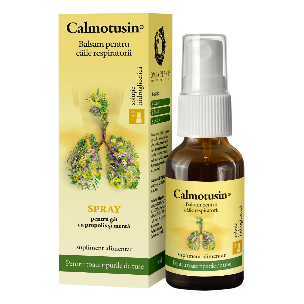 Calmotusin spray fara alcool, 20 ml - Dacia Plant