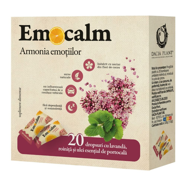 Emocalm Drops Fara Zahar 20 Bucati - Dacia Plant