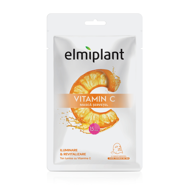 Masca servetel iluminatoare si revitalizanta Vitamin C, 20 ml - Elmiplant