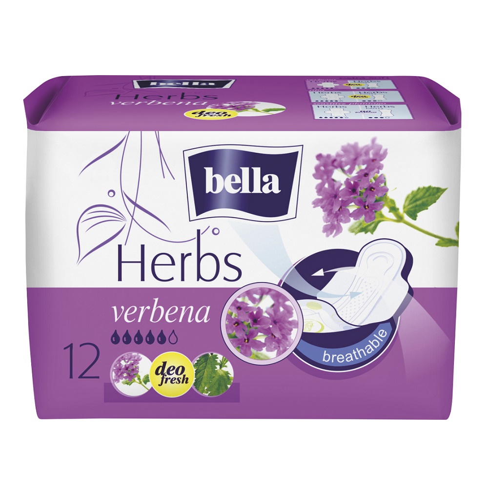 Absorbante Bella Herbs Deo Verbena, 5 Picaturi, 12 bucati - Bella