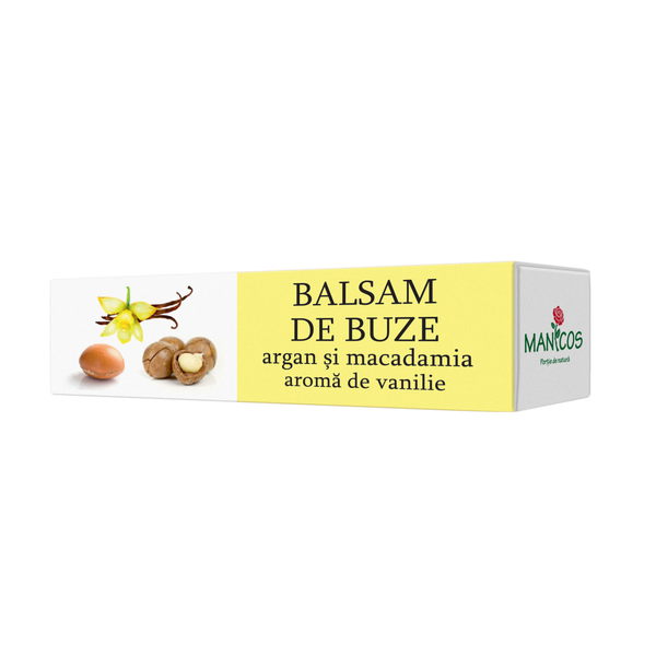 Balsam de buze cu ulei de argan, macadamia si aroma de vanilie, 4.8 g - Manicos