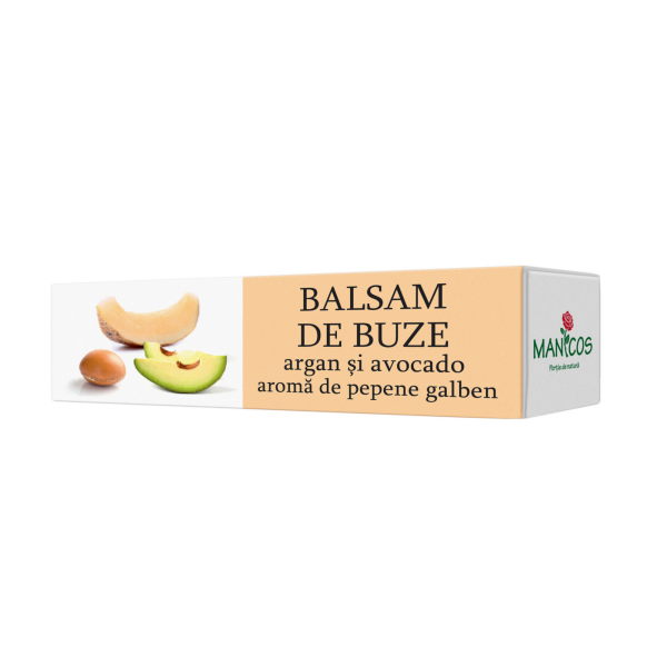 Balsam de buze cu ulei de argan, avocado si aroma de pepene galben, 4.8 g – Manicos