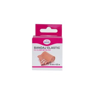 Bandaj Elastic cu Clema Metalica, 1 bucata, 5 cm x 4.5 m – Minut