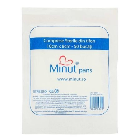 Comprese Sterile Taiate 10 cm/8 cm, 50 - Minut