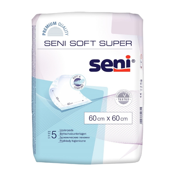 Aleze de Protectie Seni Soft Super, 60 cm x 60 cm, 5 bucati - Seni