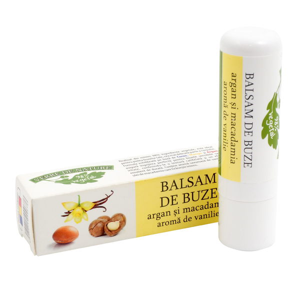 Balsam de buze cu ulei de argan, macadamia si aroma de vanilie, 4.8 g - Manicos