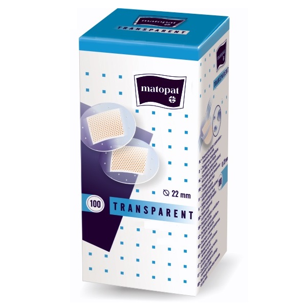 Plasturi rotunzi transparenti Matopat, 22mm, 100 bucati - Matopat