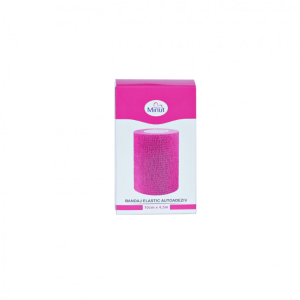 Bandaj autoadeziv roz 10 cm x 4.5 m - Minut