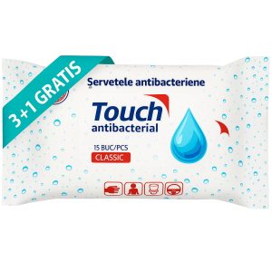 Pachet servetele umede antibacteriene 15 bucati 3 +1 Gratis - Touch - ribbon