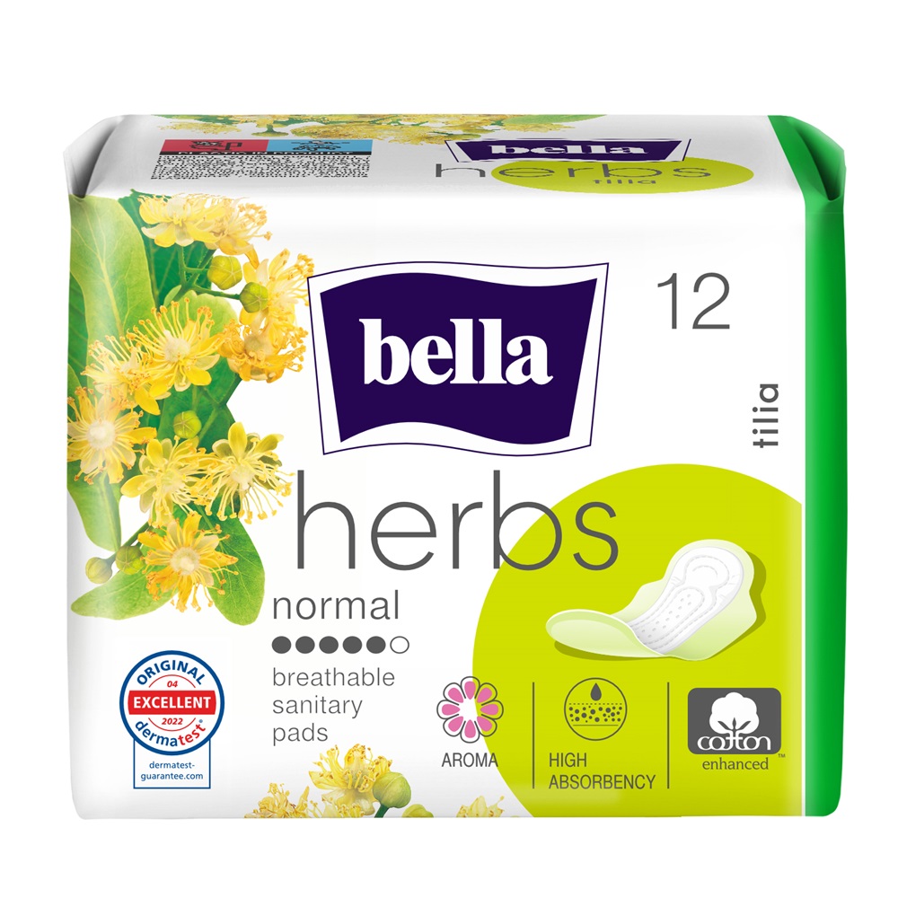 Absorbante igienice cu extract din flori de tei Herbs Tilia, 12 bucati, Bella