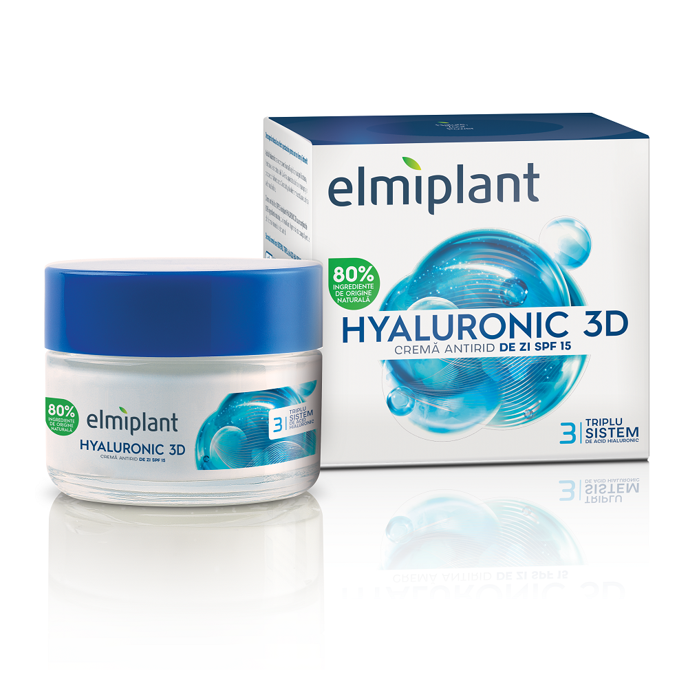 Crema antirid de zi cu acid hialuronic 3D, 50 ml - Elmiplant