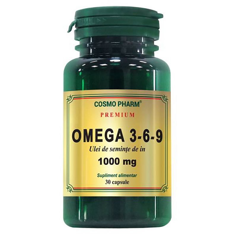 Ulei seminte de in Premium Omega 3-6-9 1000 mg, 30 capsule - Cosmopharm