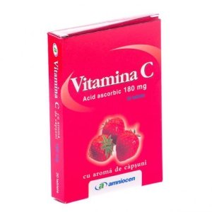 Vitamina C capsuni 180 mg, 24 comprimate - Amniocen