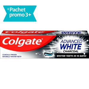 Pachet 3 * Advanced White Charcoal 100 ml + Periuta Max White Charcoal (Gratis) - Colgate