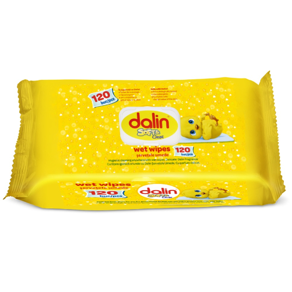 Servetele Umede Soft & Clean cu Capac, 120 bucati - Dalin Servetele Umede Soft & Clean cu Capac, 120 bucati - Dalin